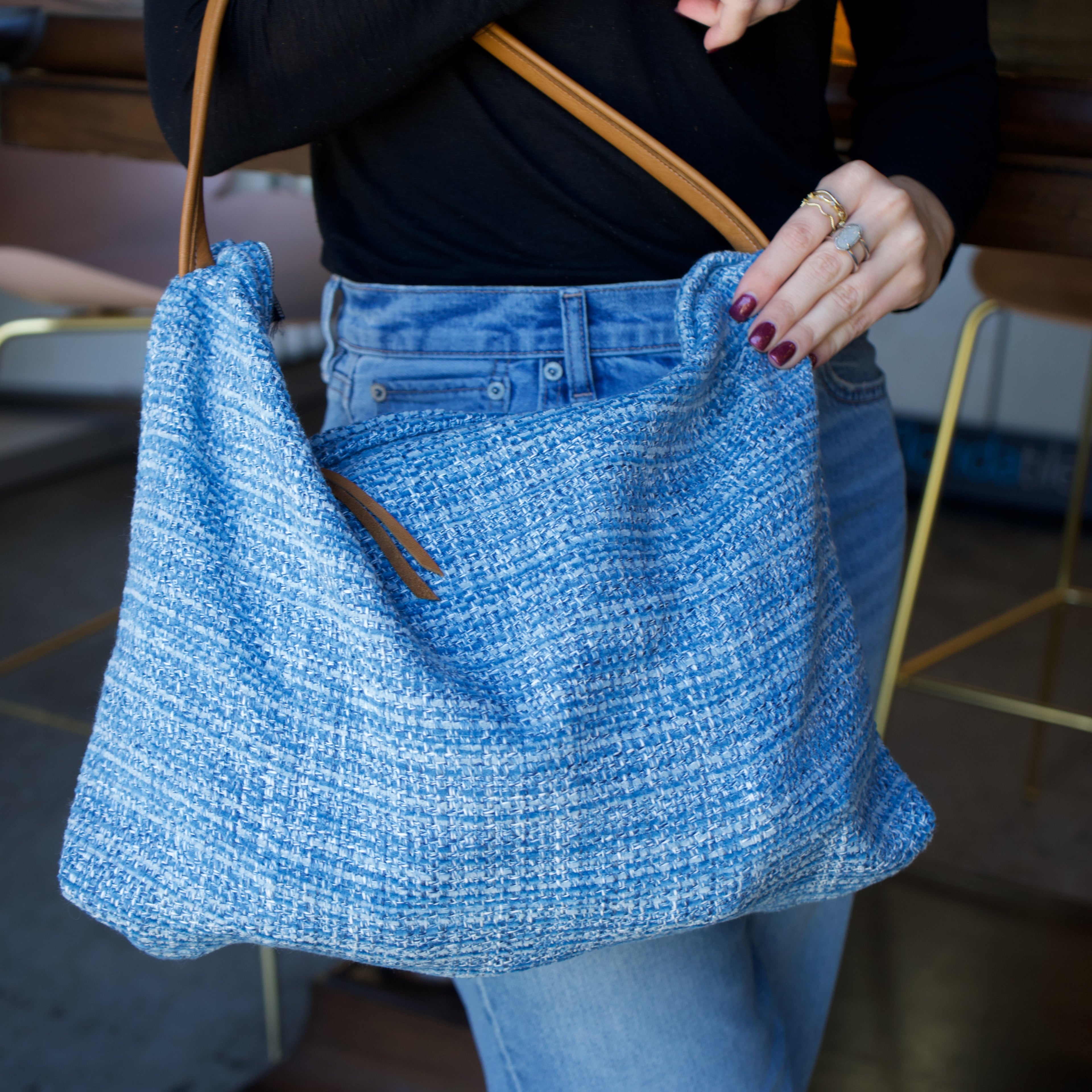 Josie Tote - Blue Tweed